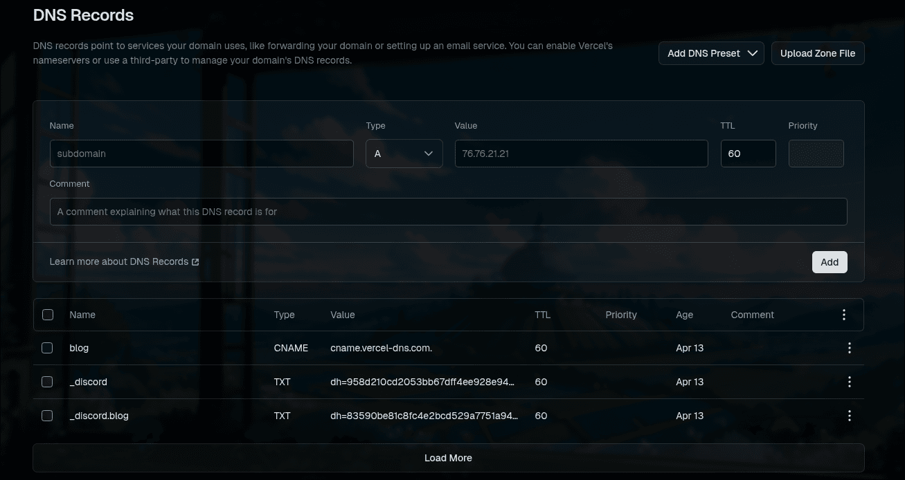 SubdomainCreator project screenshot